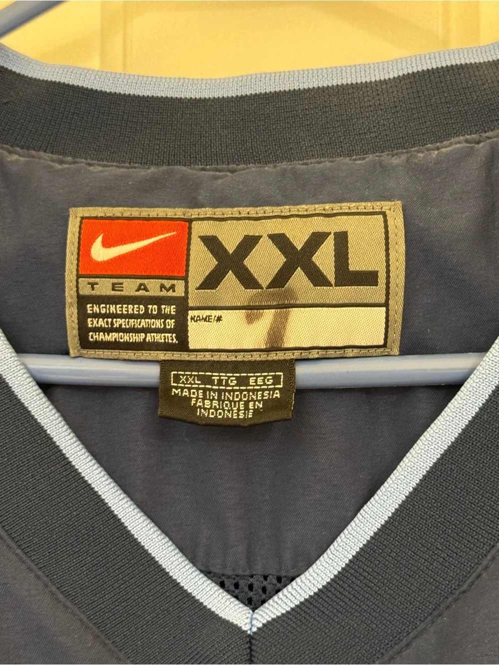 Nike Men's Navy V-Neck Pullover with Light Blue Trim